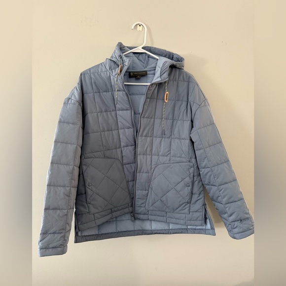 Free Country Puffer Coat Jacket Hood Light Blue Lightweight Size S M Comfy - Picture 2 of 9